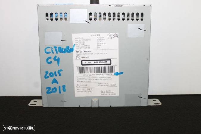 Leitor CD´S Citroen C4 de 2015 - 2
