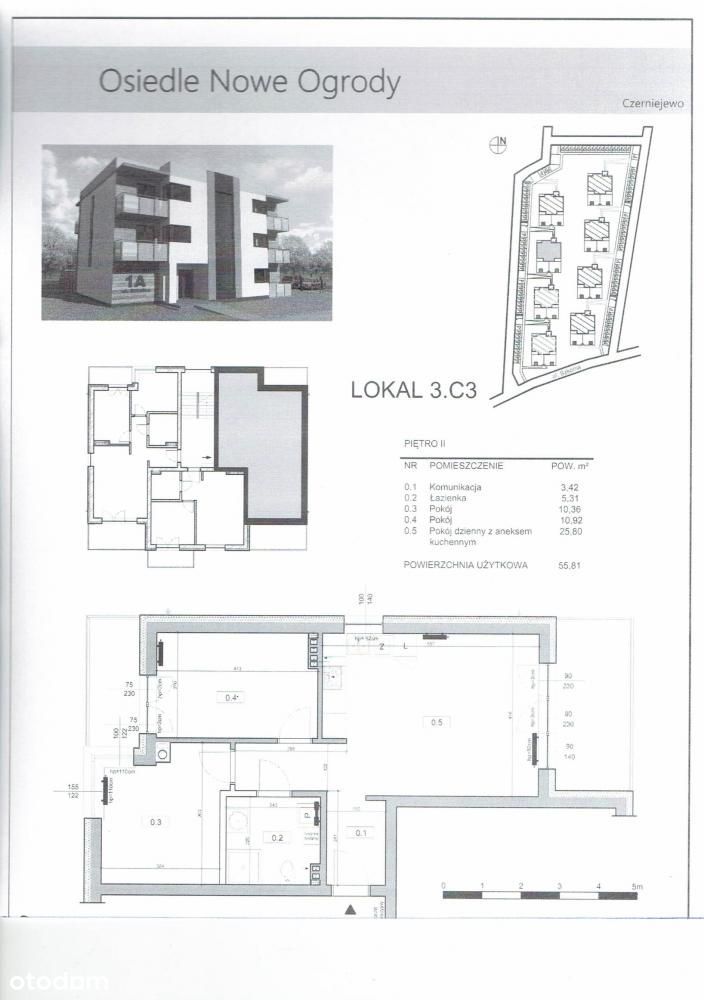 Mieszkanie, 55,83 m², Czerniejewo