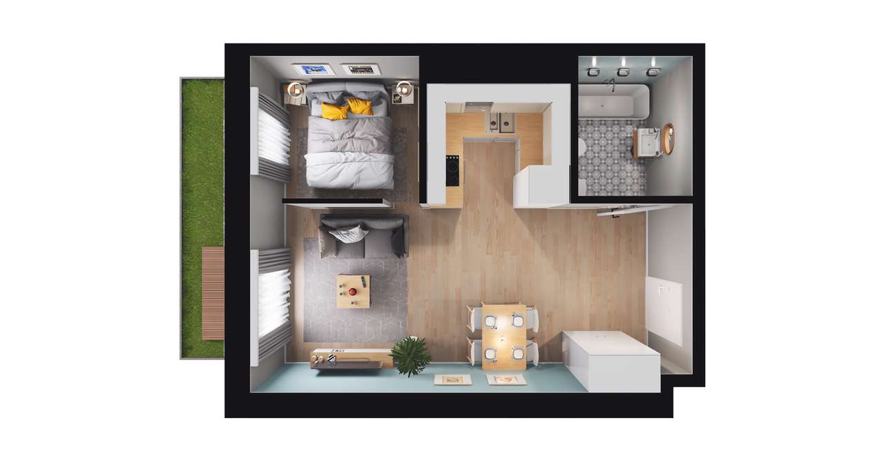 1-pokojowe mieszkanie 35m2 + ogródek Bez Prowizji - Pełny obrazek: 2/7