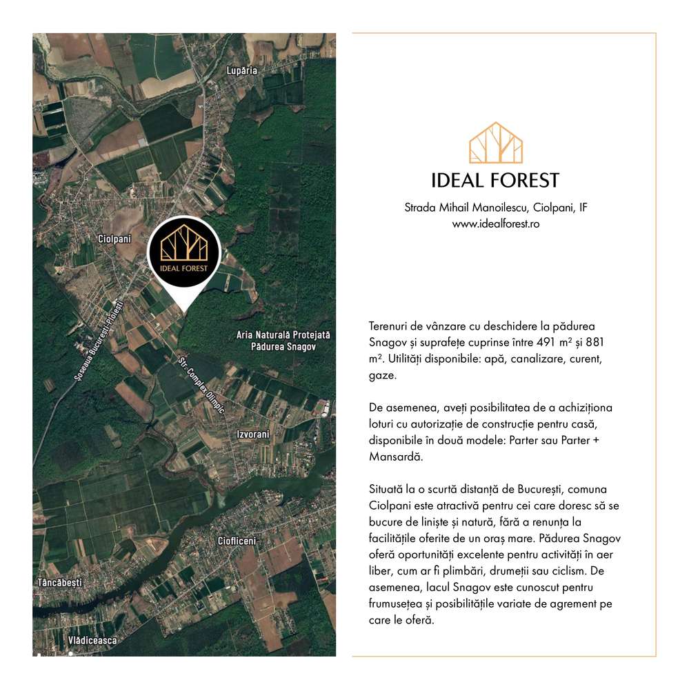 Lot de teren la pret promotional- cu deschidere la padurea Snagov! - Imagine principală: 3/7