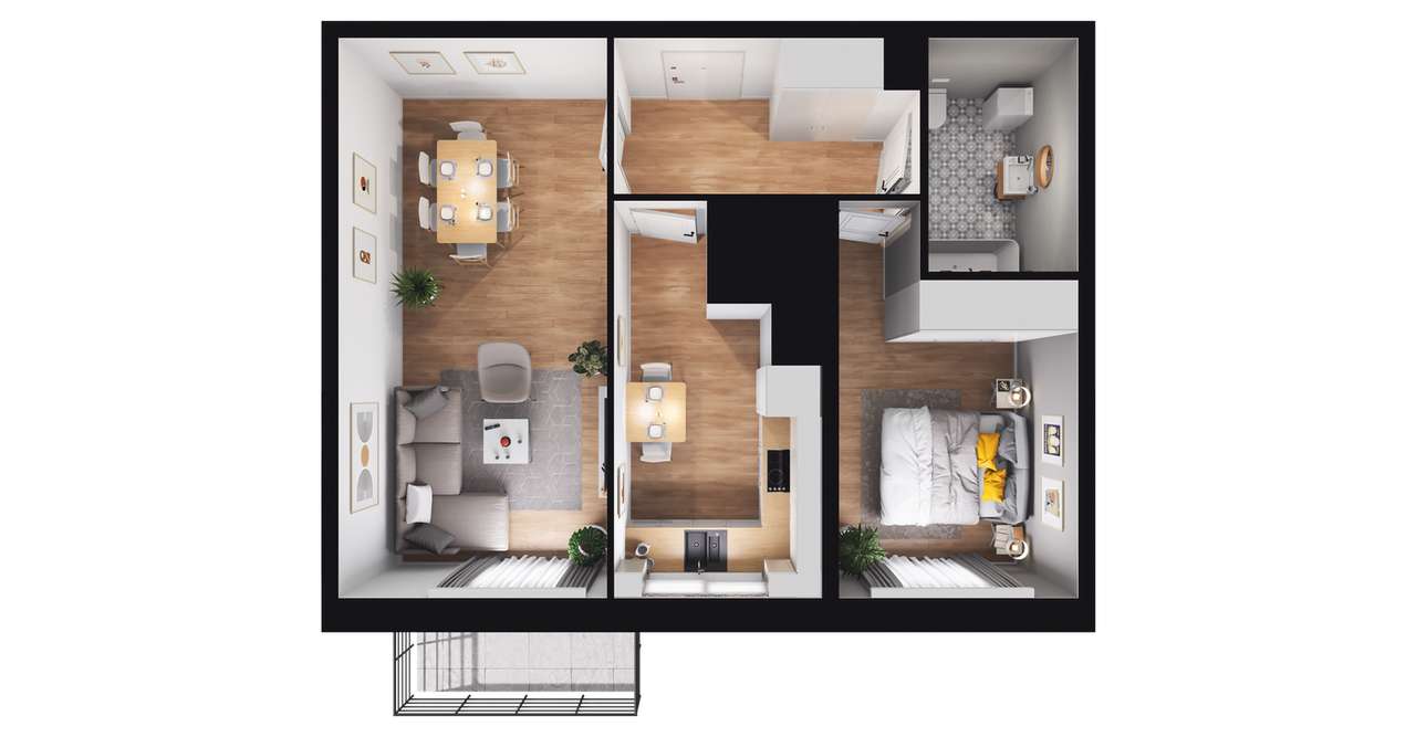 2-pokojowe mieszkanie 52m2 + balkon Bezpośrednio - Pełny obrazek: 2/5