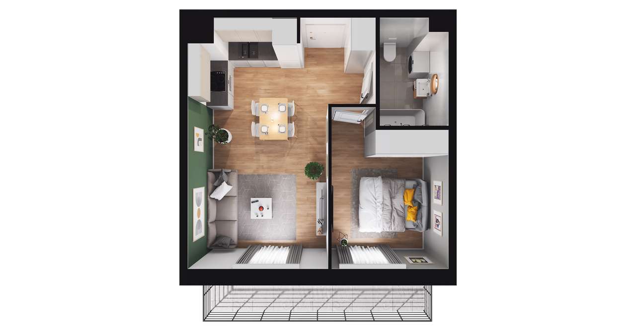 2-pokojowe mieszkanie 37m2 + balkon Bez Prowizji - Pełny obrazek: 2/8