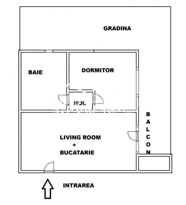 Apartament cu 2 camere, 43mp utili + 35mp curte, terasa si curte - Imagine principală: 4/11