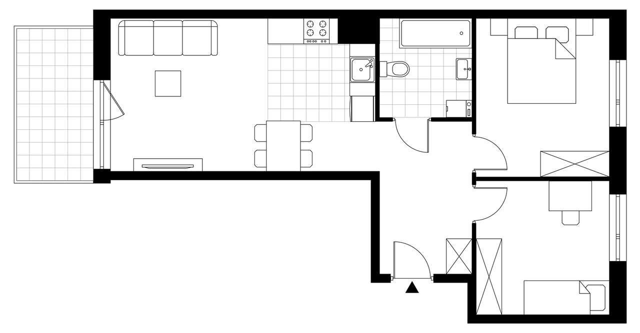 3-pokojowe mieszkanie 56m2 + balkon - Pełny obrazek: 3/8