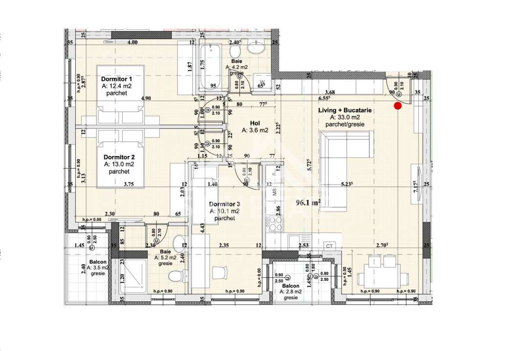 Apartament Sibiu 4 camere, 2 bai NOU lift si parcare - Imagine principală: 5/17