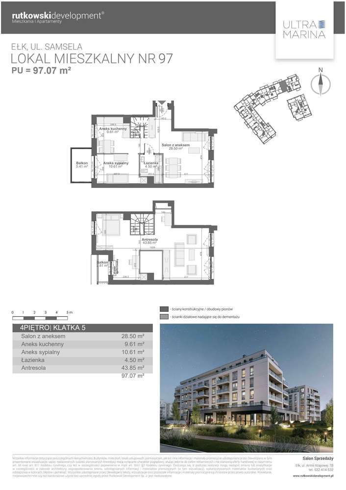 4-pokojowe mieszkanie 97m2 + 2 balkony - Pełny obrazek: 2/7