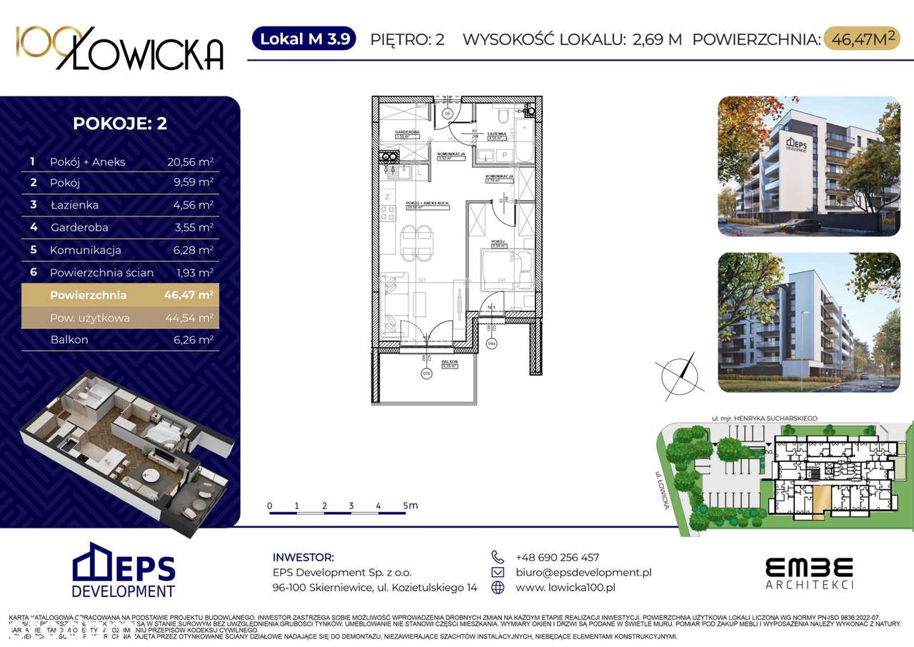 2-pokojowe mieszkanie 44m2 + balkon - Pełny obrazek: 3/8