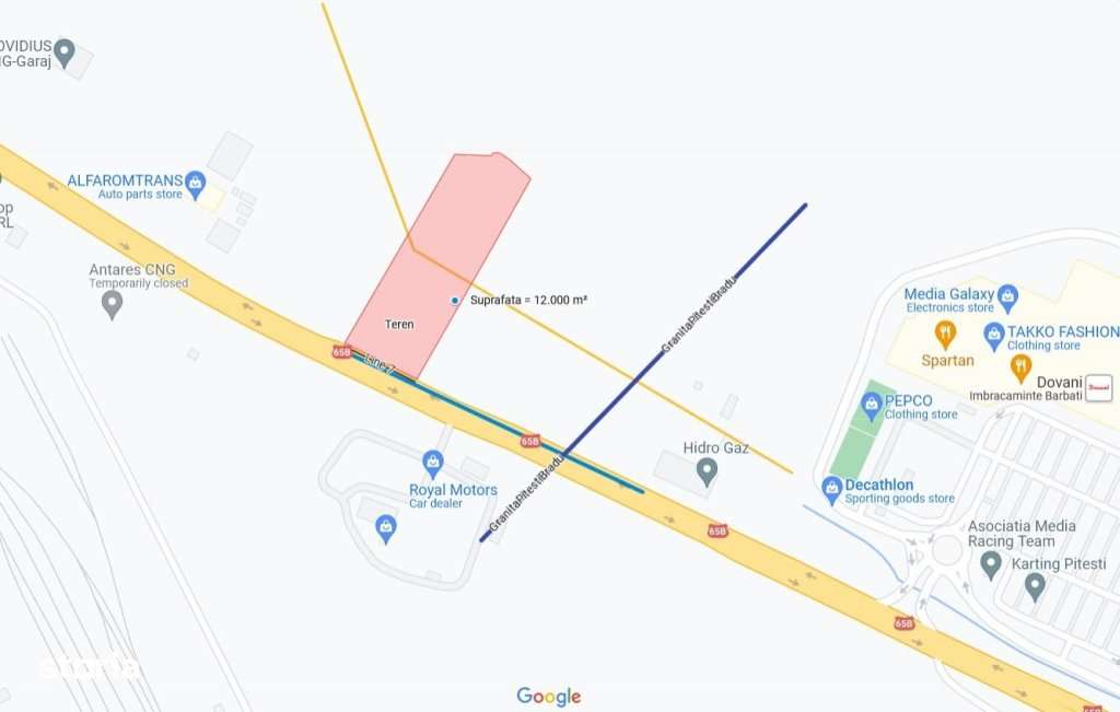 Teren in zona comerciala | Vama Pitesti |  S: 12.000 mp | Deschidere 6 - Imagine principală: 4/7