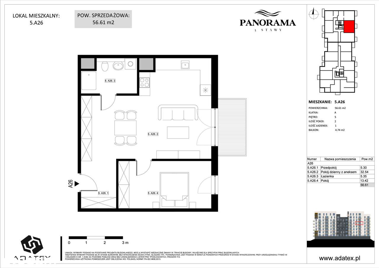 Panorama 3 Stawy | mieszkanie 2-pok. | 5.A26 - Pełny obrazek: 2/9
