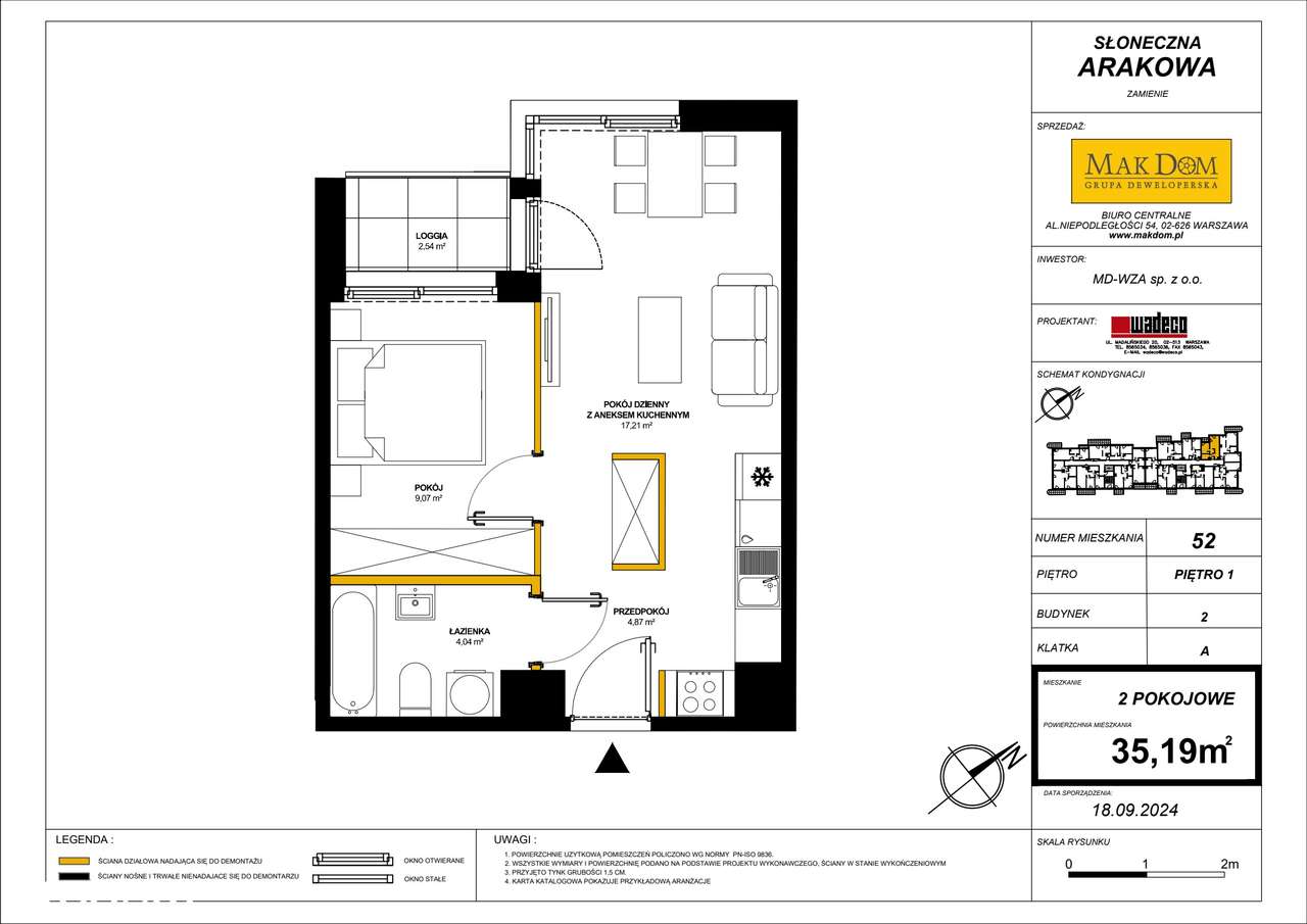 2-pokojowe mieszkanie 35m2 + loggia Bezpośrednio - Pełny obrazek: 2/7