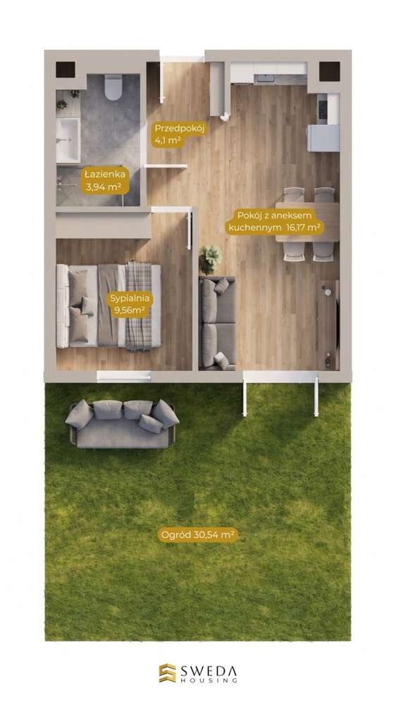 2 pokoje z ogródkiem | Gdańsk Łostowice-11
