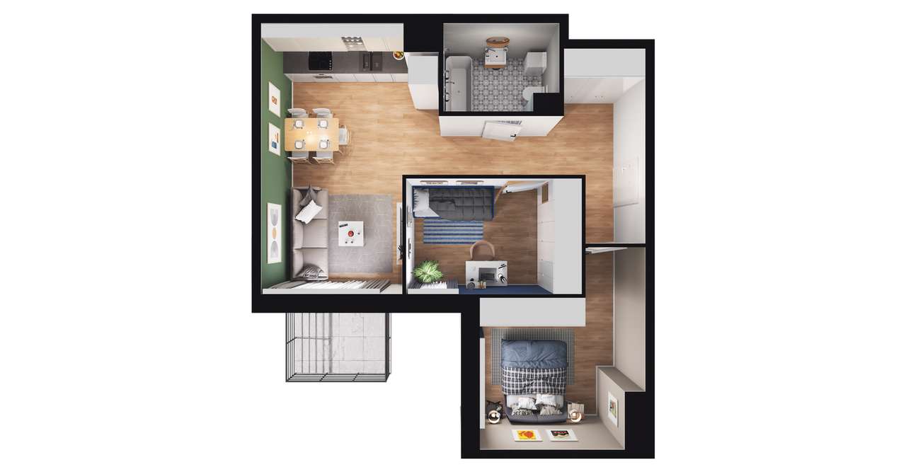 3-pokojowe mieszkanie 54m2 + balkon Bez Prowizji - Pełny obrazek: 2/8