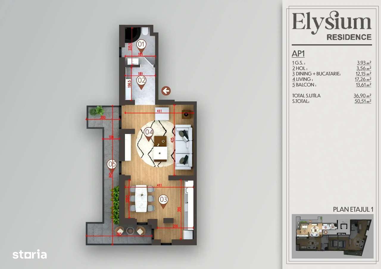 Studio, balcon 13,61 mp I Direct Dezvoltator I comision 0% - Imagine principală: 4/5