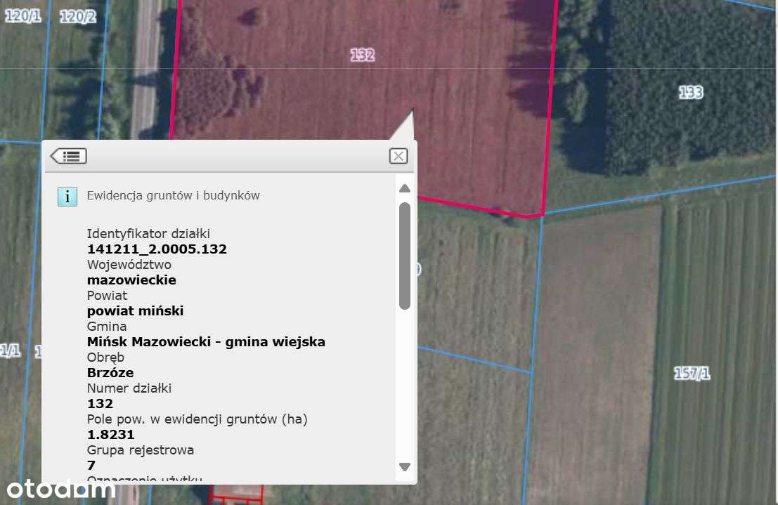 Działka Inwestycyjna 18231m2 Brzóze Mińsk Maz.-1