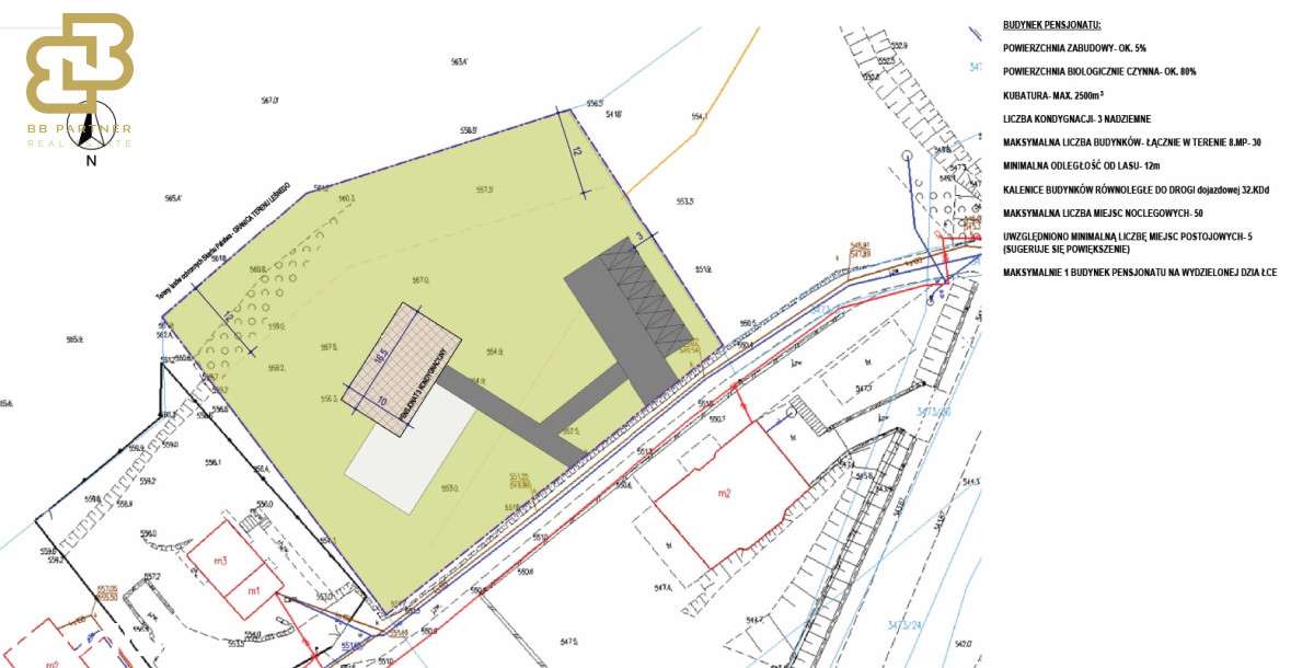 Widokowa pod domki i pensjonat, media, plan-9