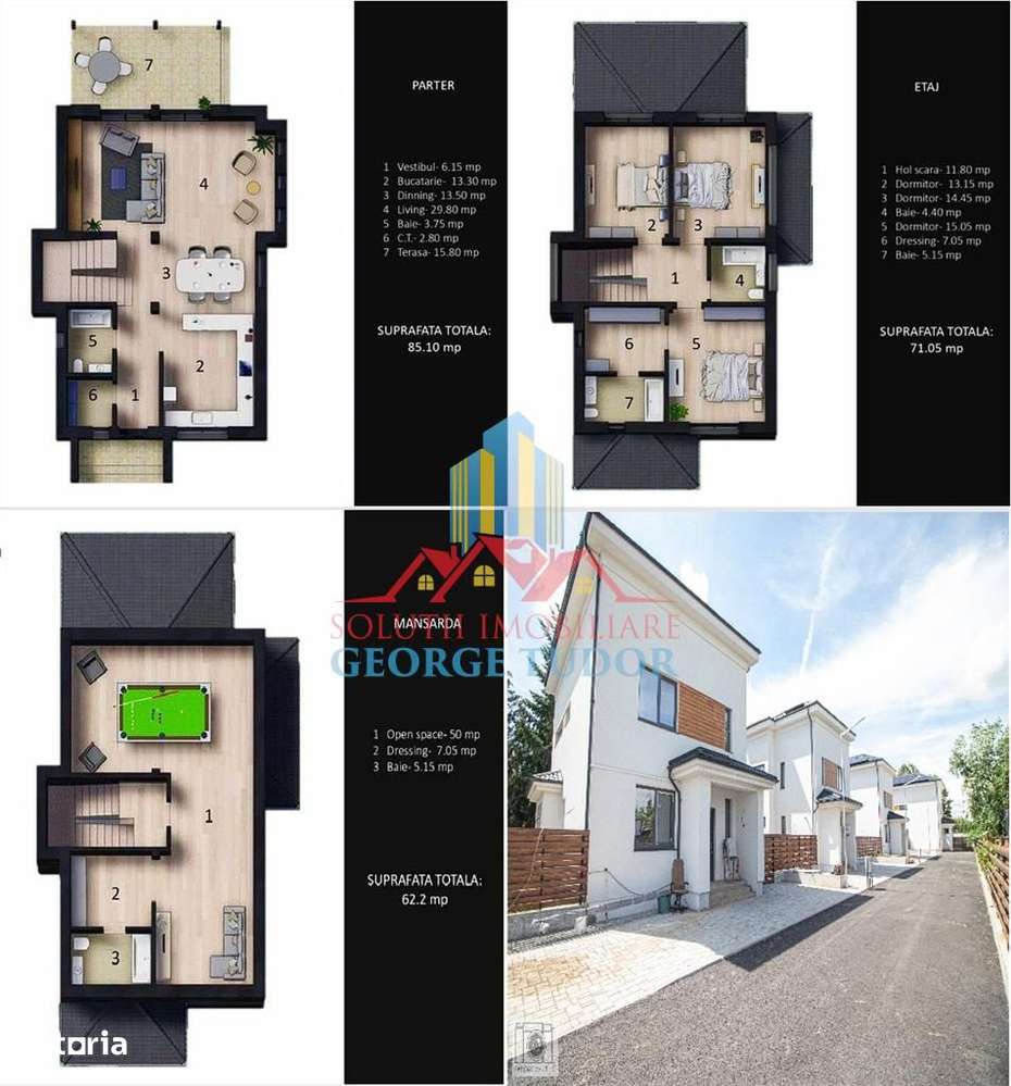 Vila P+1E+M 225 mp.utili, Soseaua Unirii, Corbeanca, 0%COMISION-0