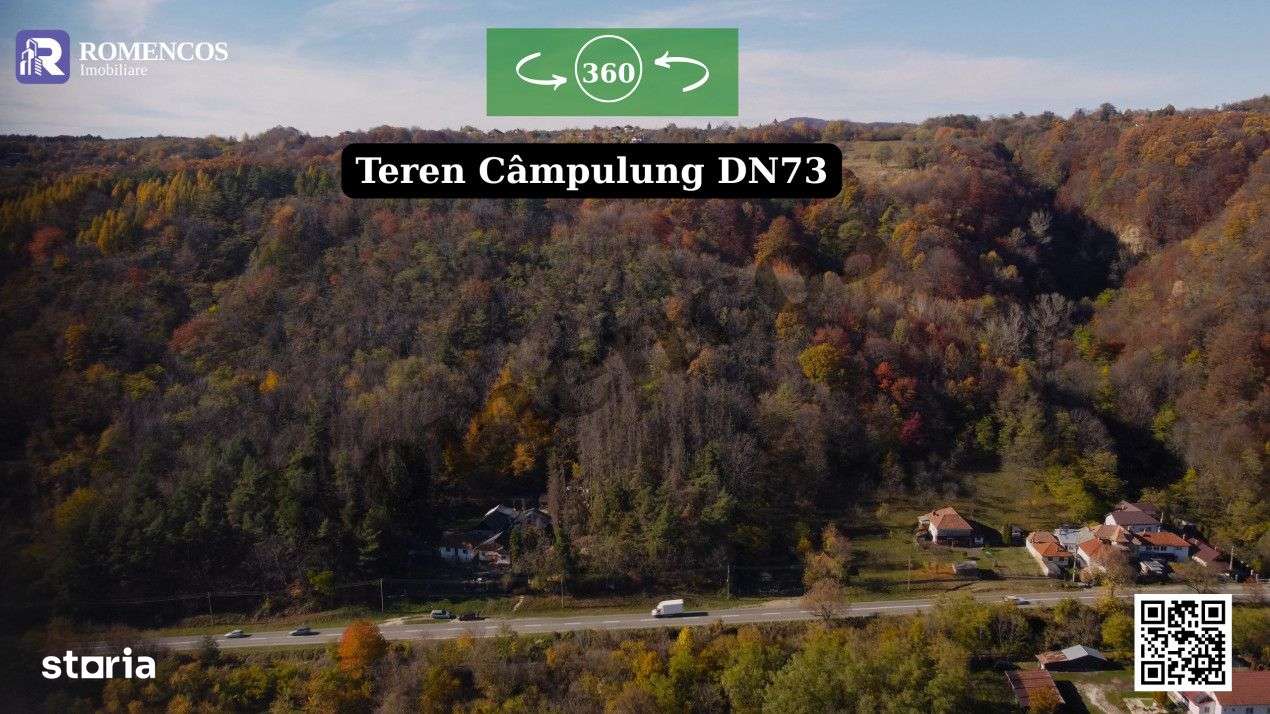 Teren intravilan Campulung cu padure si deschidere mare la DN73-5