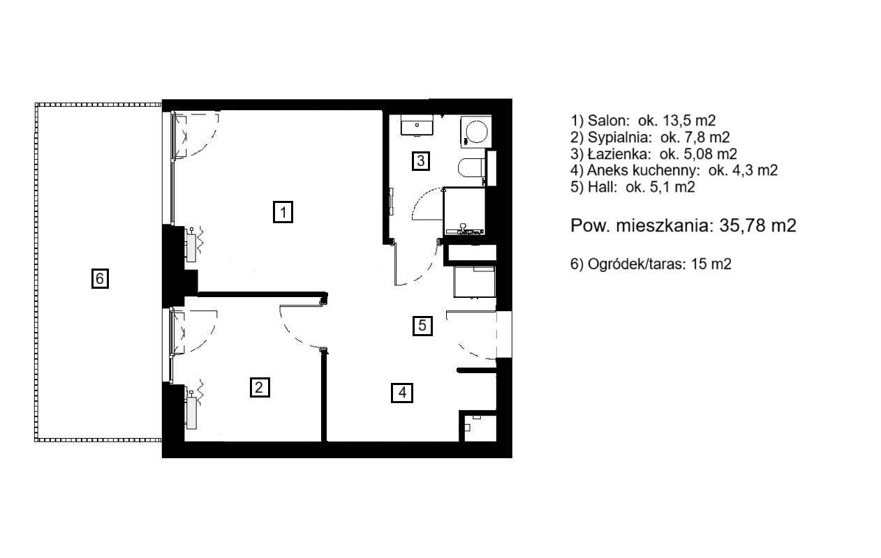 Dwupokojowe NOWE z ogródkiem tuż obok Placu Konesera/APARTAMENTOWIEC.-12
