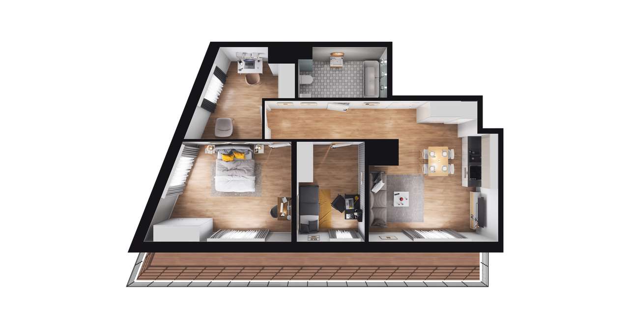 4-pokojowe mieszkanie 67m2 + taras Bezpośrednio - Pełny obrazek: 2/8