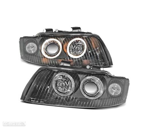 FARÓIS ANGEL EYES PARA AUDI A4 B6 00-04 PRETOS - 1