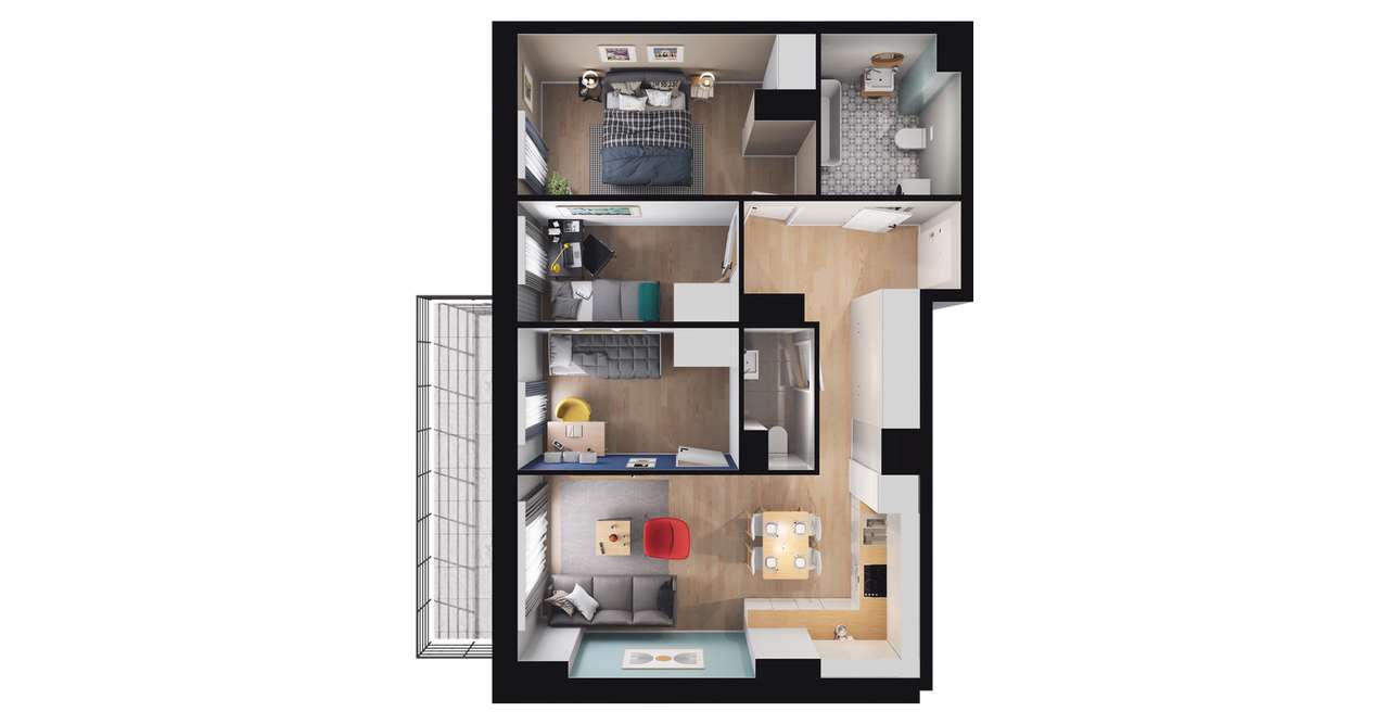 4-pokojowe mieszkanie 59m2 Bez Pośredników - Pełny obrazek: 2/8