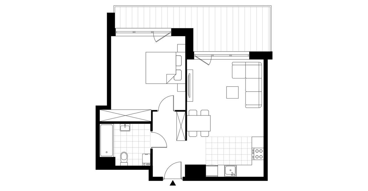 2-pokojowe mieszkanie 50m2 + balkon - Pełny obrazek: 3/7
