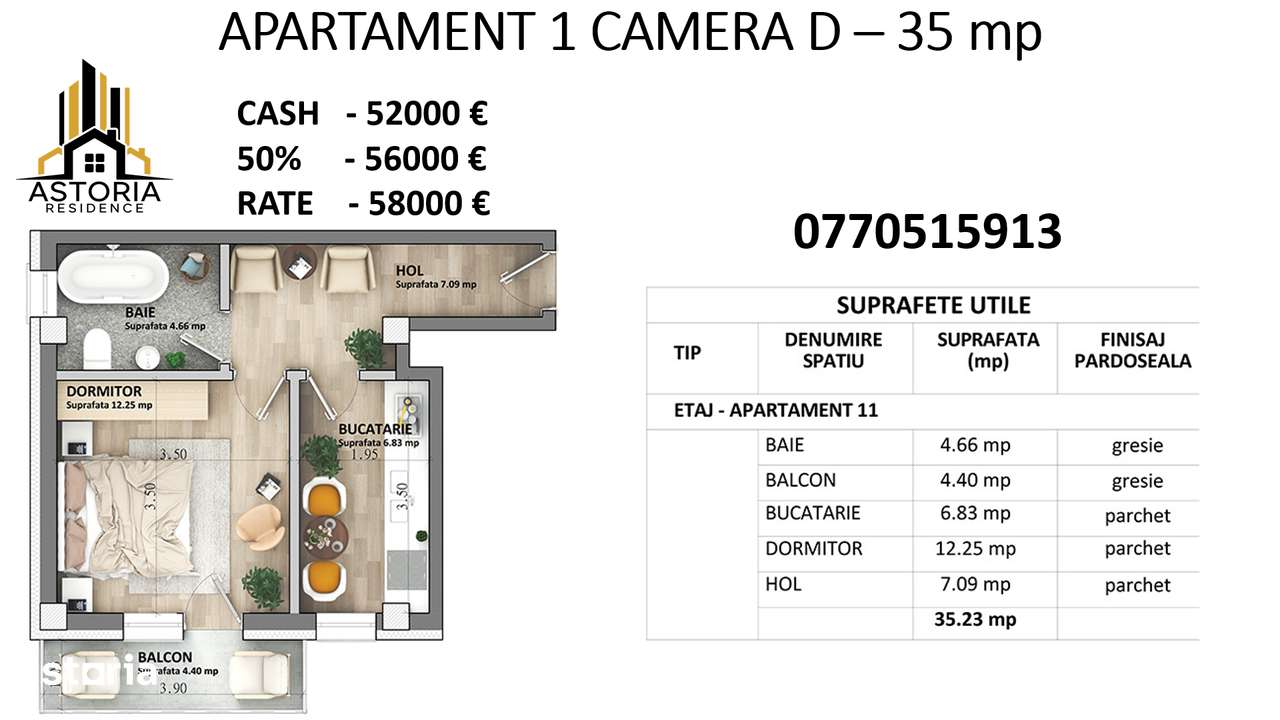 DISCOUNT 6% Astoria Residence Apartamente 1 - 2 camere  Lunca Cetatuii-14