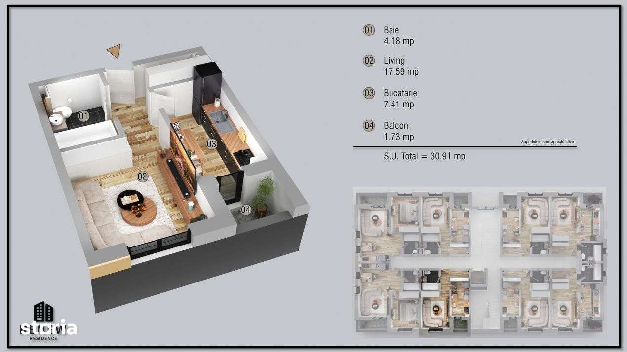 Garsoniera in zona Militari Residence finalizare aprilie 2026 - Imagine principală: 2/7