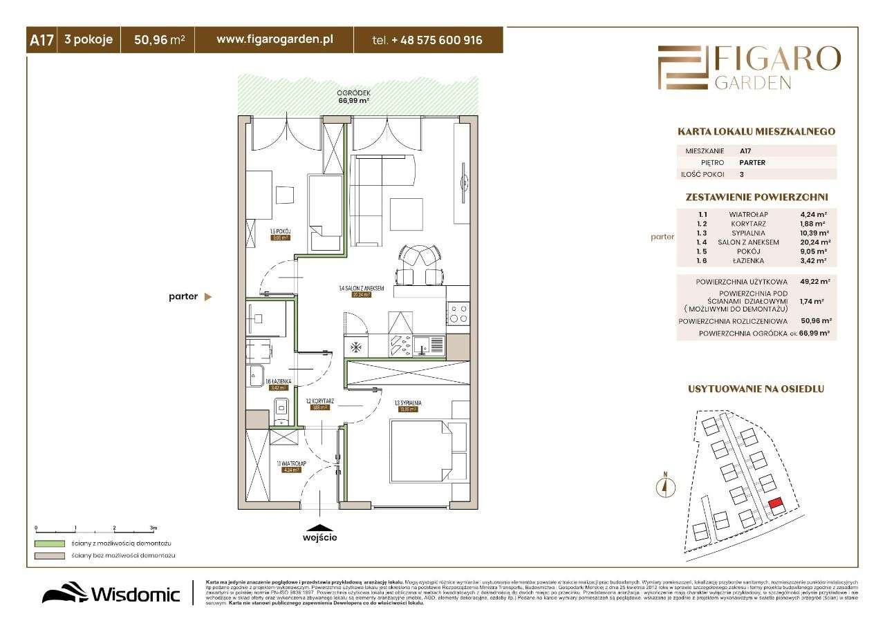 Figaro Garden| 49,2m2 | 3 pokoje | duży ogródek 67m2-1