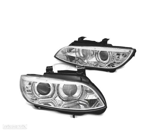 FARÓIS ANGEL EYES LED 3D PARA BMW E92 E93 06-10 CHROME CROMADO - 2