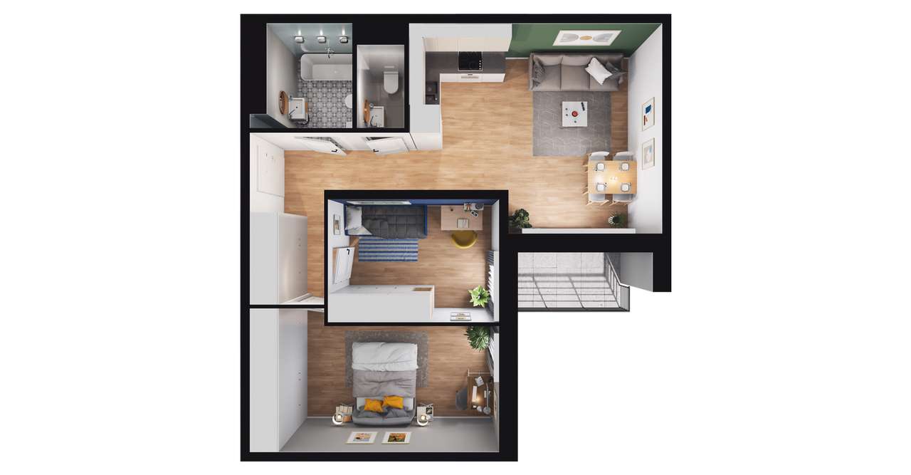 3-pokojowe mieszkanie 60m2 + balkon Bez Prowizji - Pełny obrazek: 3/8