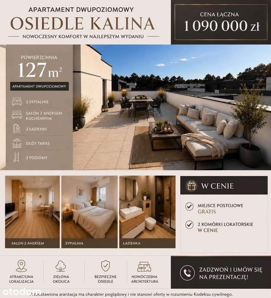 Dwupoziomowy apartament na Osiedlu Kalina pow. 127m, taras 80m-15
