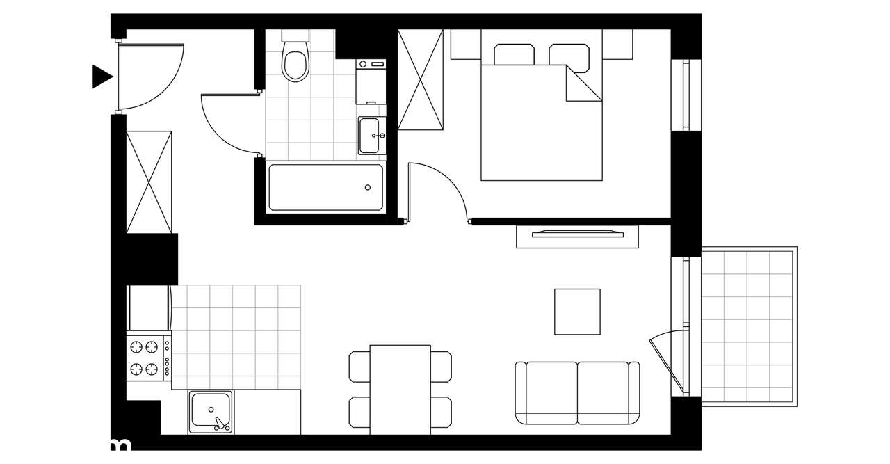 2-pokojowe mieszkanie 42m2 + balkon Bez Prowizji - Pełny obrazek: 3/8
