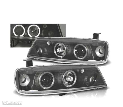 FARÓIS ANGEL EYES PARA OPEL CALIBRA 89-97 FUNDO PRETO - 1