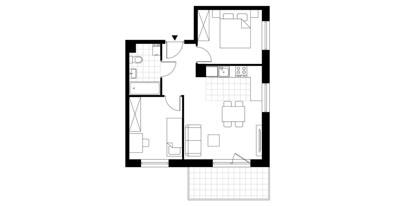 3-pokojowe mieszkanie 46m2 + balkon - Pełny obrazek: 4/9