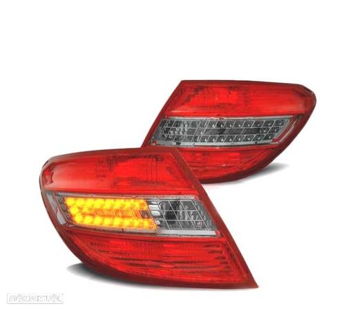 FAROLINS TRASEIROS LED PARA MERCEDES C-KLASA W204 SEDAN 07-10 RED SMOKED VERMELHO FUMADO ESCURECIDO - 2