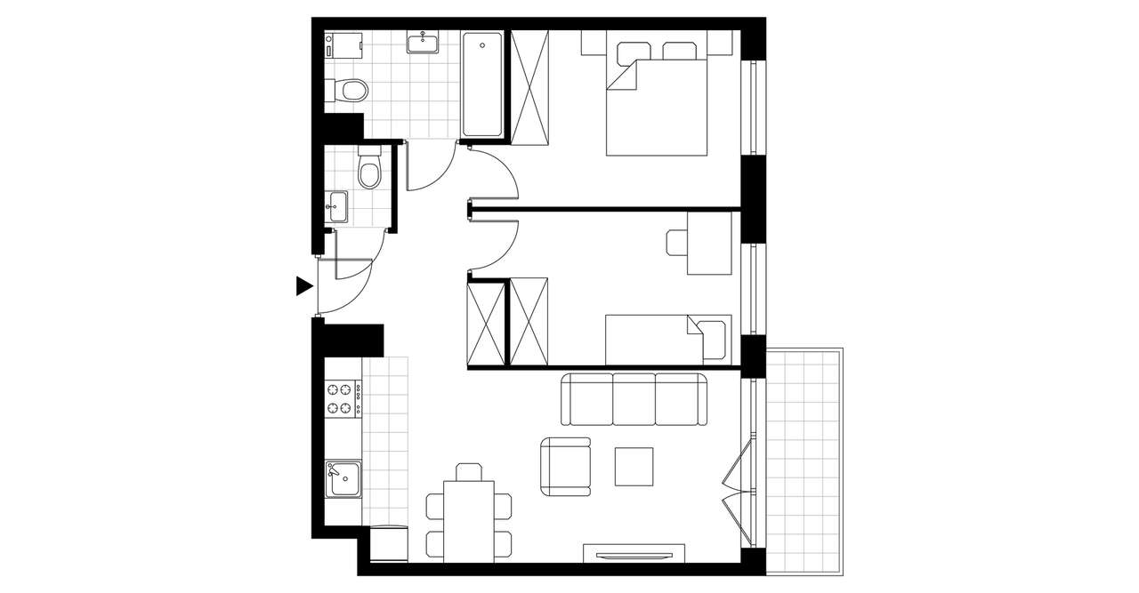 3-pokojowe mieszkanie 53 m² + balkon Bezpośrednio – pohled 4