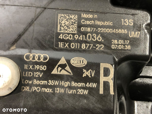 REFLEKTOR PRAWY PRZÓD LED MATRIX KOMPLETNY AUDI A6 C7 (4G2, 4GC) 2010 - 2018 3.0 TDI quattro 240 kW - 9