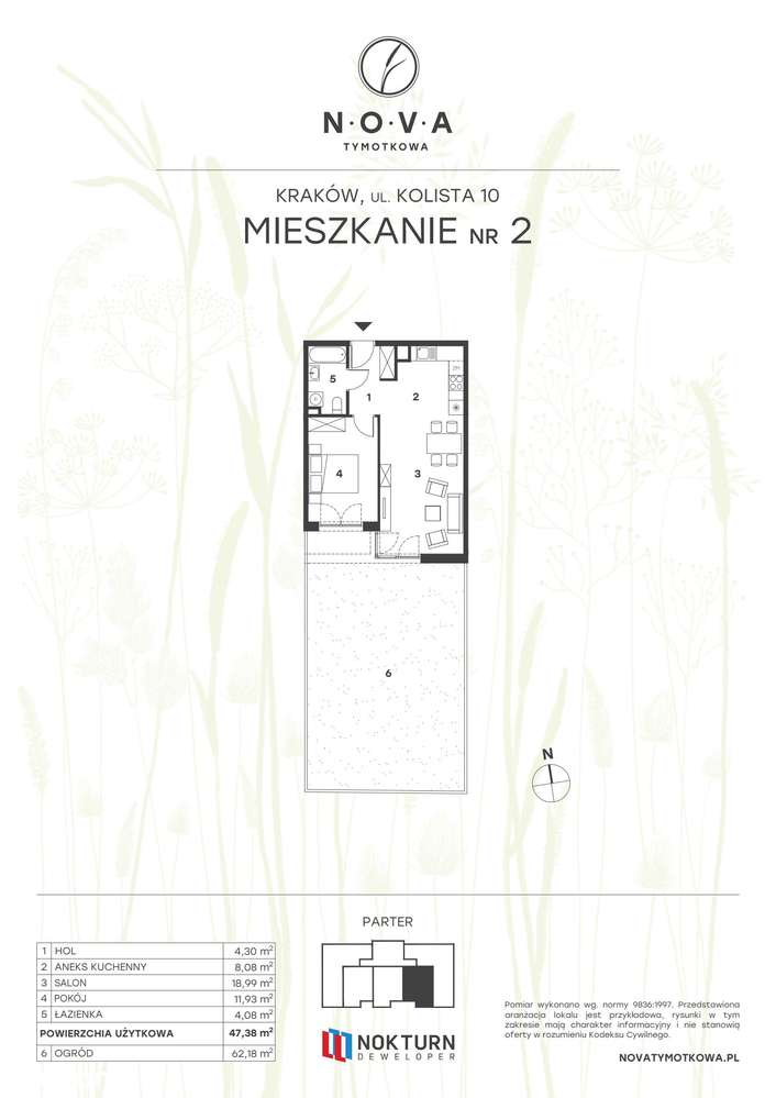 2-pokojowe mieszkanie 47m2 + ogródek Bezpośrednio - Pełny obrazek: 2/7