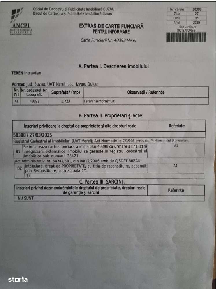 Teren intravilan Merei - Izvorul Dulce ! - Imagine principală: 4/4