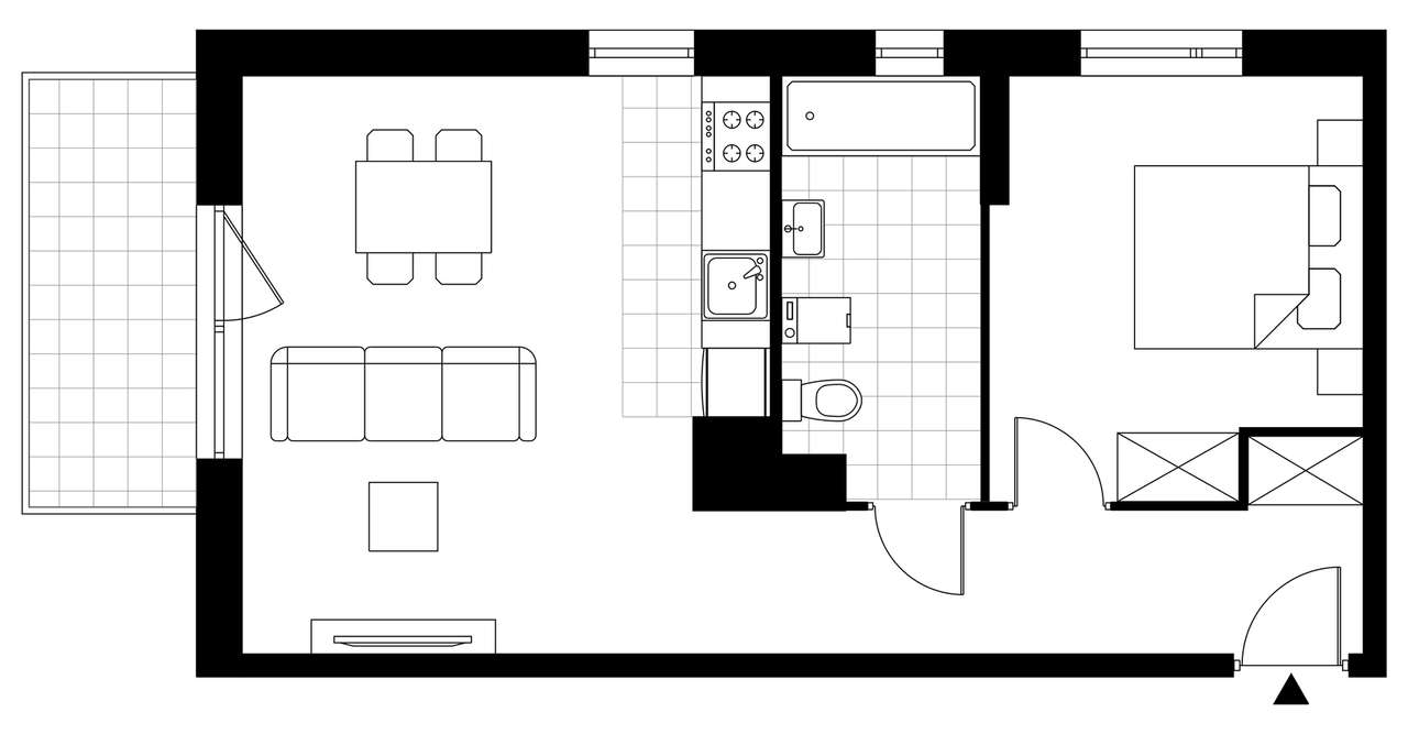 2-pokojowe mieszkanie 46m2 + balkon - Pełny obrazek: 3/8