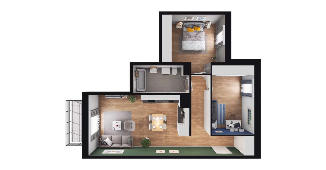 3-pokojowe mieszkanie 64m2 + balkon Bezpośrednio - Pełny obrazek: 2/8