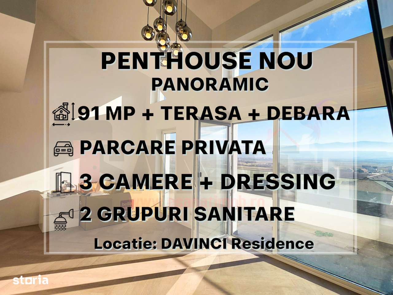 Penthouse NOU pe 2 nivele, Panoramic, DaVinci Residence, 90mp |VIDEO-0