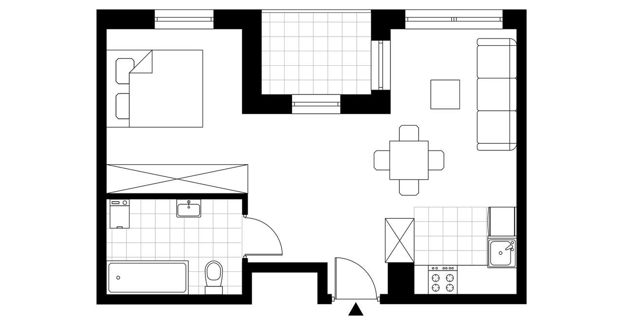 2-pokojowe mieszkanie 37m2 + balkon - Pełny obrazek: 3/8