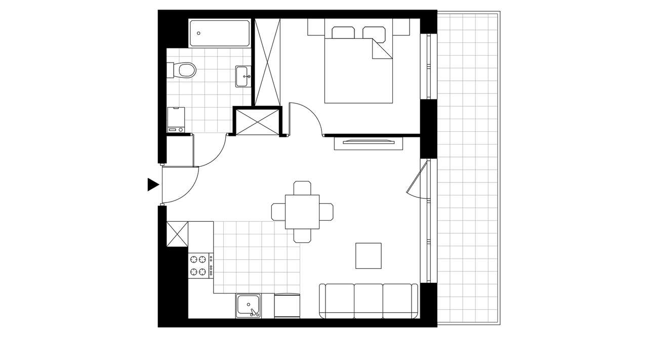 2-pokojowe mieszkanie 41m2 + balkon - Pełny obrazek: 3/8