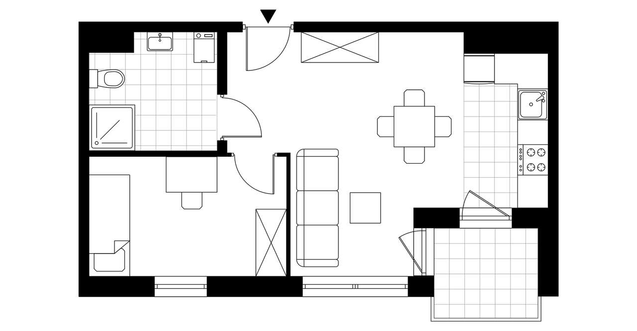 2-pokojowe mieszkanie 37m2 + balkon - Pełny obrazek: 3/8