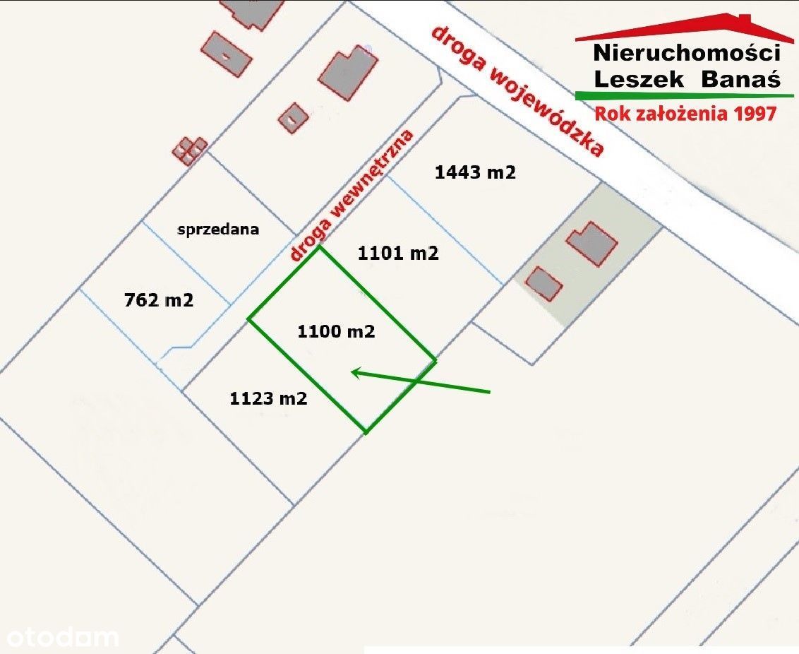 Działka 1100 m2 - Robakowo