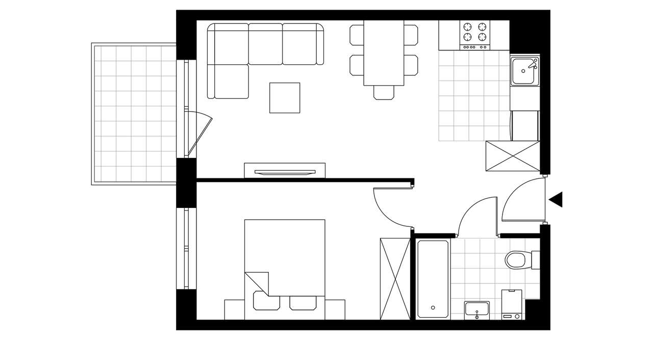 2-pokojowe mieszkanie 39m2 + balkon Bezpośrednio - Pełny obrazek: 3/5