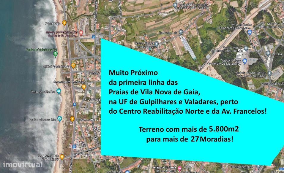 CPM20287 Terreno Urbano  Gaia p/ + 27 Moradias próximo Praias Gaia  +