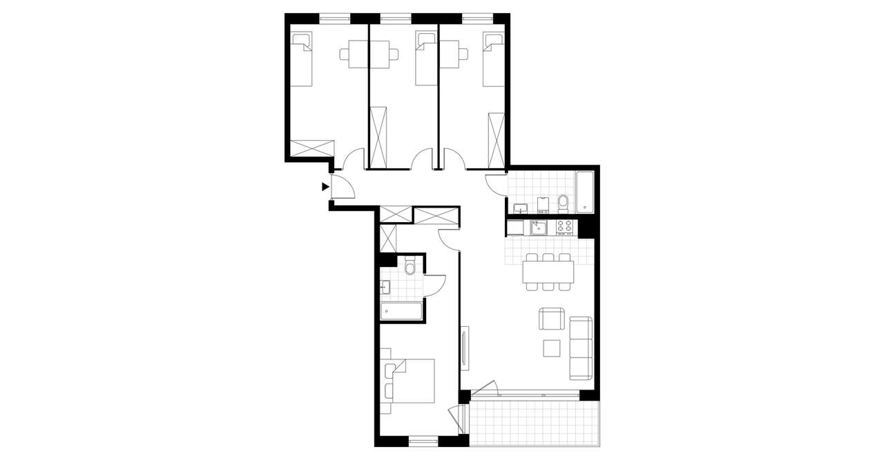 5-pokojowe mieszkanie 108m2 + balkon Bezpośrednio - Pełny obrazek: 3/8